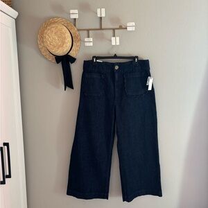 NWT Anthropologie  Maeve WIDE LEG CROP The Colette Scallop Pocket 33 Waist